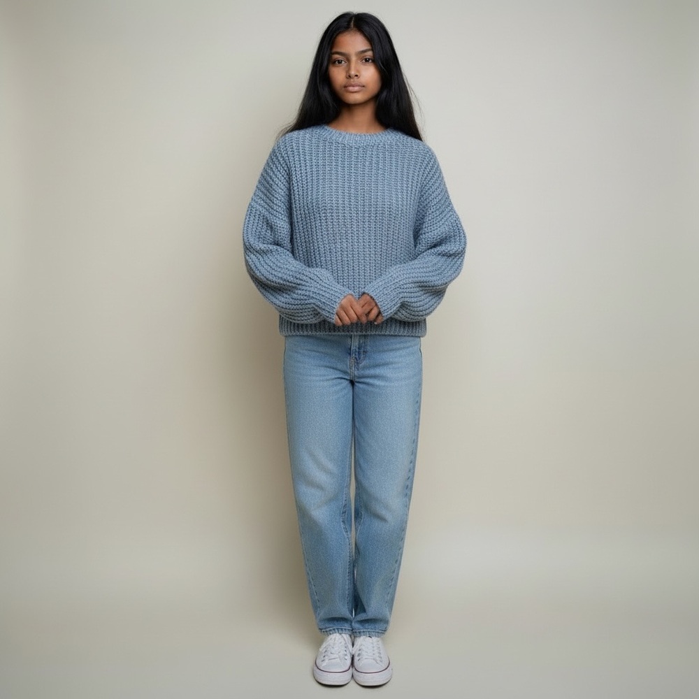 BB Dakota Light Blue chunky sweater size medium multicolor speckled yarn